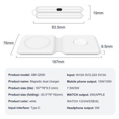 Bộ sạc Magsafe Duo không dây 15W 2 trong 1 có thể gập lại siêu mỏng